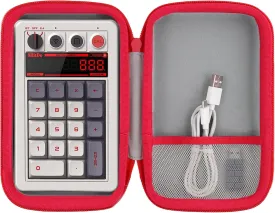 co2CREA Hard Travel Case Compatible with 8BitDo Retro 18 Mechanical Numpad (White Case and Red Zipper)