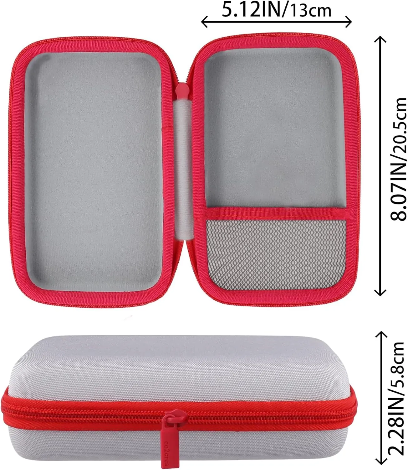co2CREA Hard Travel Case Compatible with 8BitDo Retro 18 Mechanical Numpad (White Case and Red Zipper)