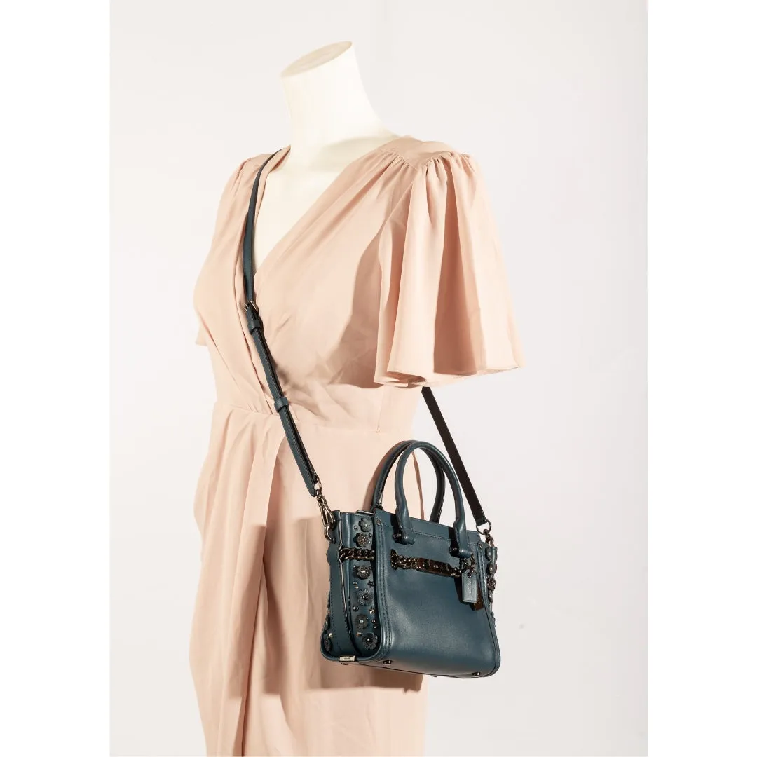 Coach Blue Patch Embellished Leather Swagger 27 Carryall Satchel