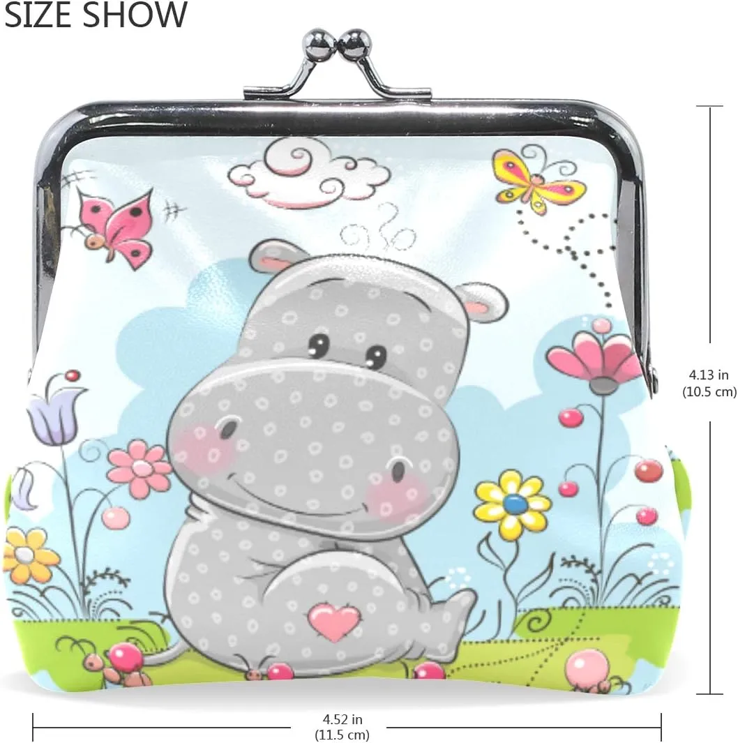 Coin Purse Retro Money Pouch with Kiss-lock Buckle Wallet Bag Card Holder for Women and Girls
