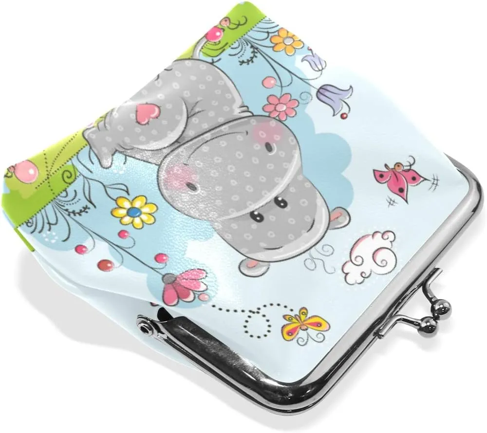Coin Purse Retro Money Pouch with Kiss-lock Buckle Wallet Bag Card Holder for Women and Girls