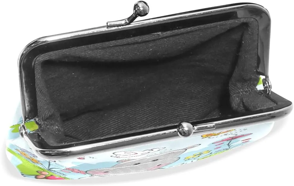 Coin Purse Retro Money Pouch with Kiss-lock Buckle Wallet Bag Card Holder for Women and Girls