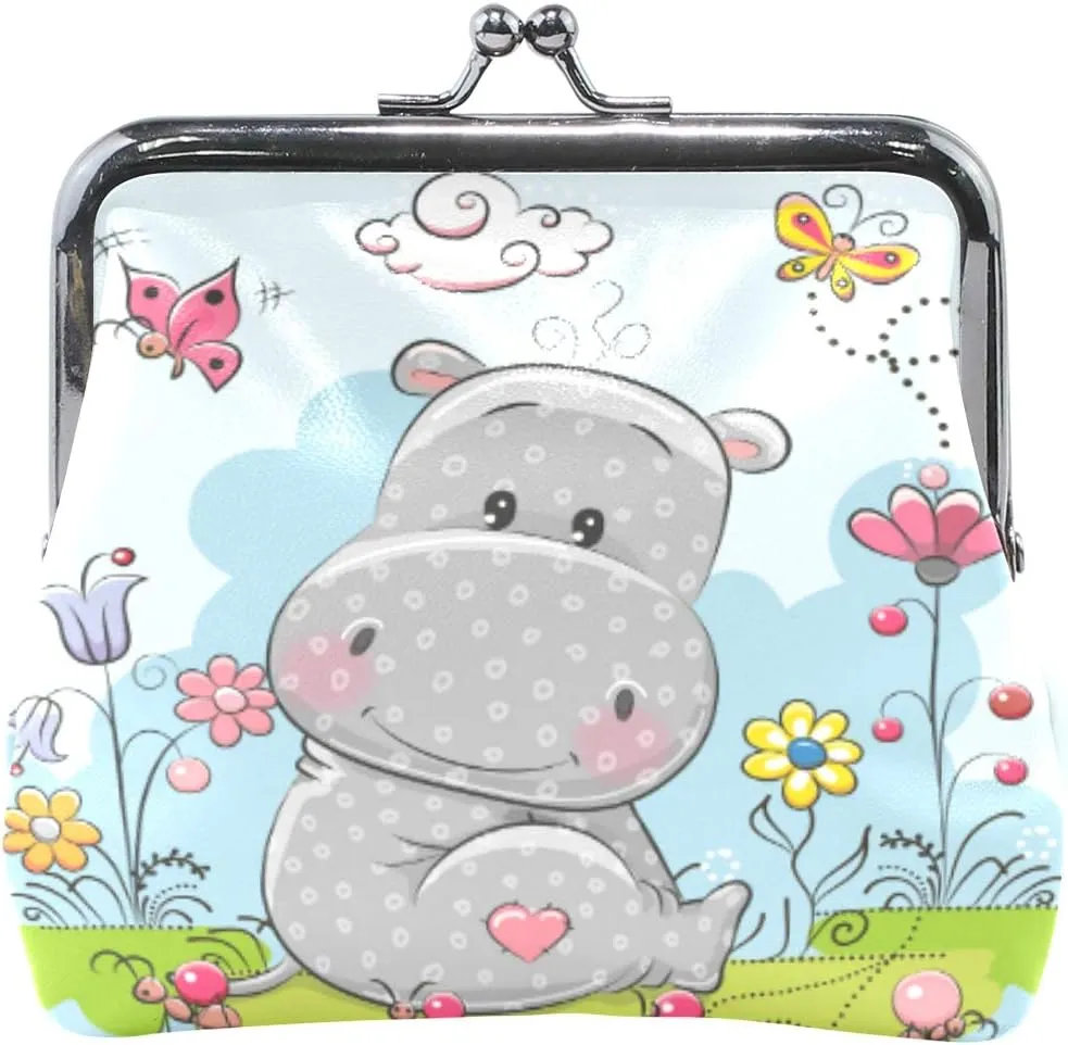 Coin Purse Retro Money Pouch with Kiss-lock Buckle Wallet Bag Card Holder for Women and Girls
