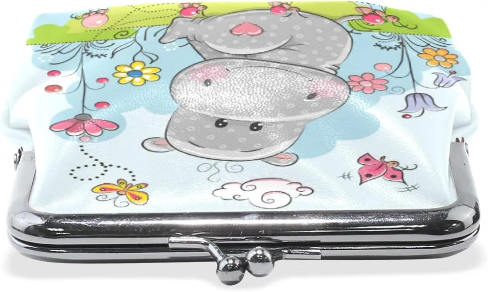 Coin Purse Retro Money Pouch with Kiss-lock Buckle Wallet Bag Card Holder for Women and Girls