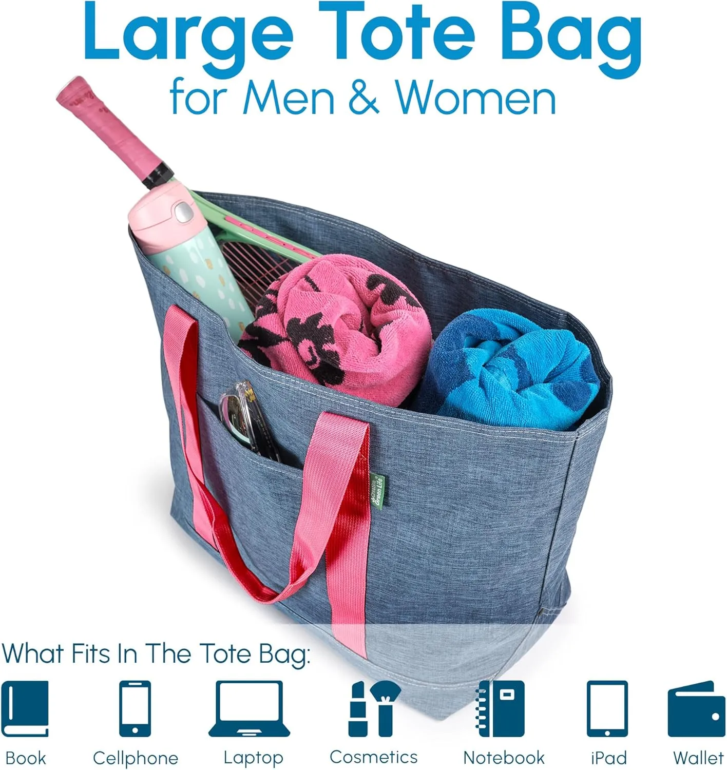 Creative Green Life Stylish Tote Bag for Women & Men - A Foldable Extra Large Tote Bag with Zipper Youll Love for Years