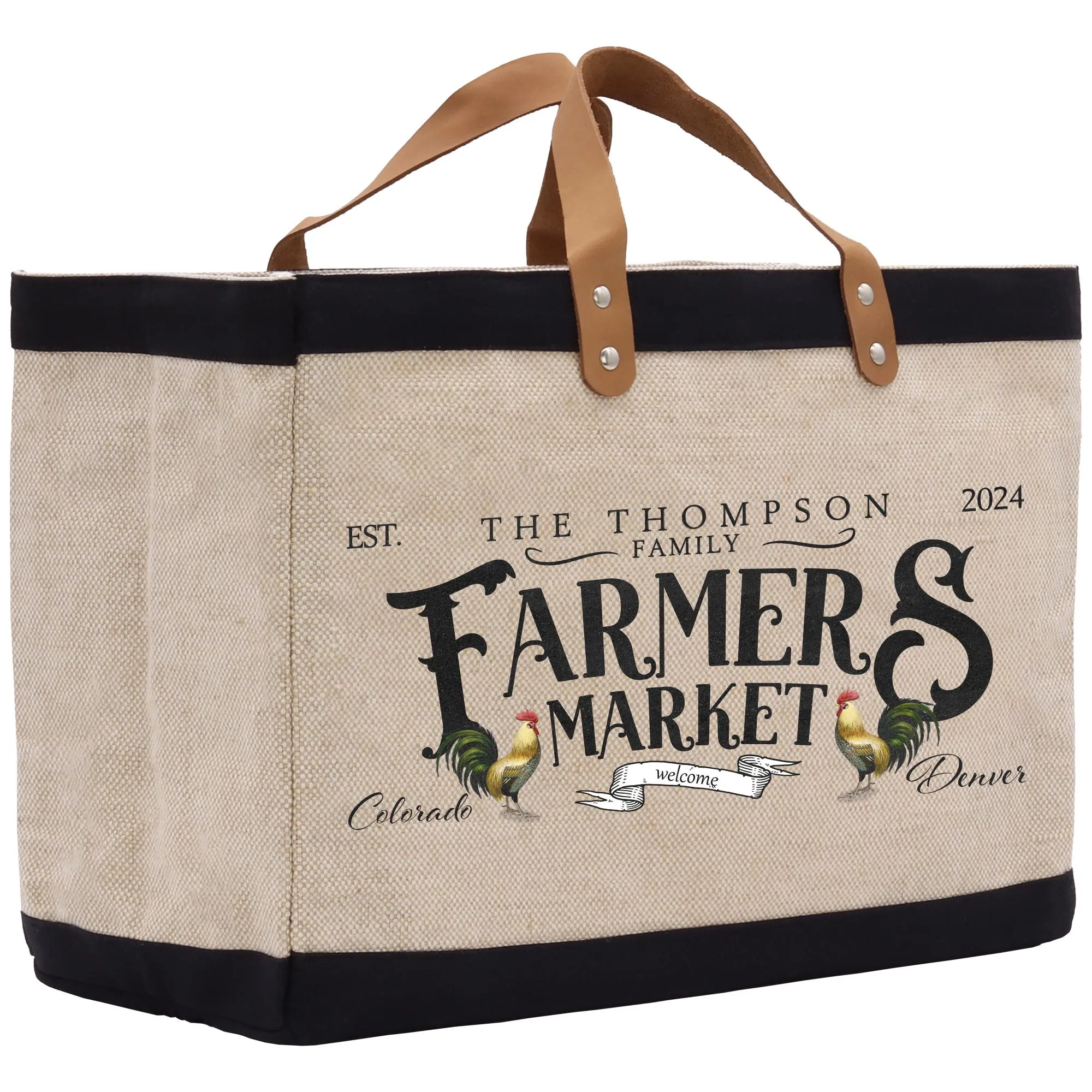 Custom Farmers Market Jute Canvas Tote Funny Farmer Market Bag Quote Jute Bag Shopping Bag Burlap Bag Farmhouse Bag Grocery Bag (FT1007)