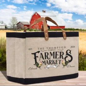 Custom Farmers Market Jute Canvas Tote Funny Farmer Market Bag Quote Jute Bag Shopping Bag Burlap Bag Farmhouse Bag Grocery Bag (FT1007)