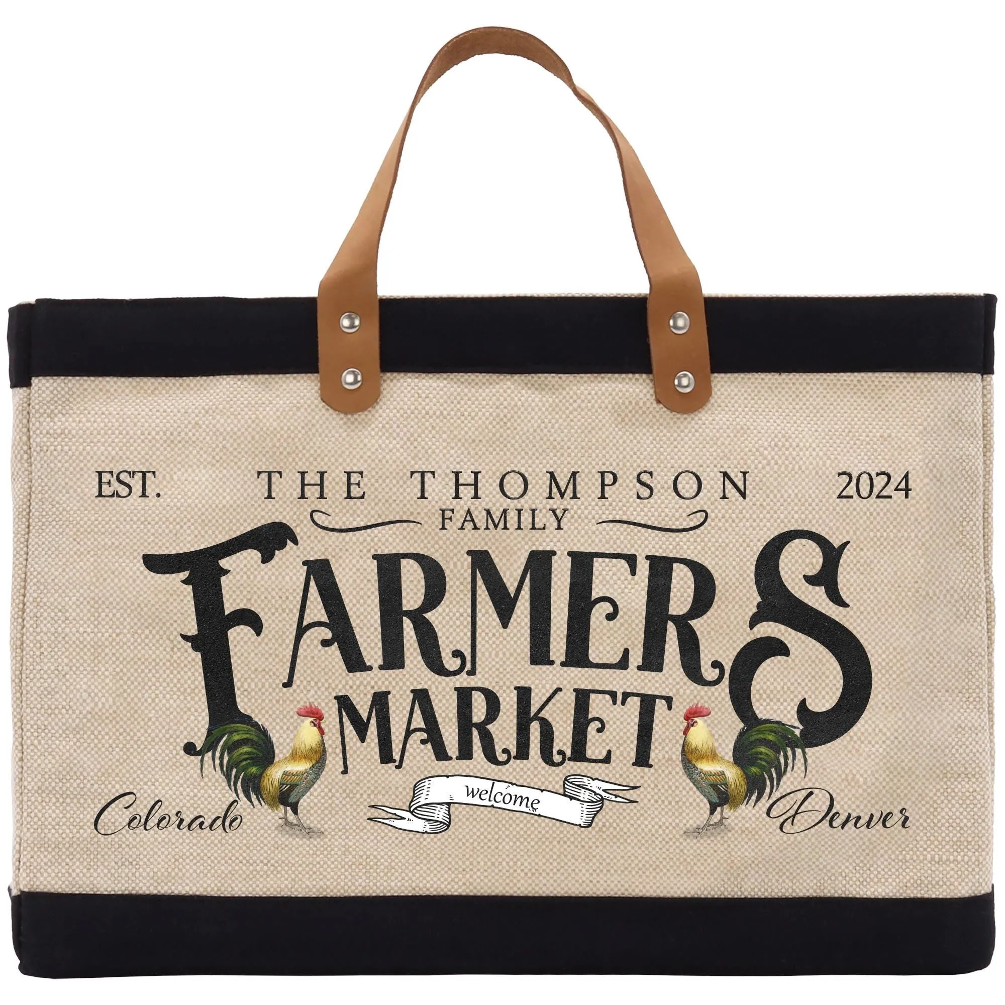Custom Farmers Market Jute Canvas Tote Funny Farmer Market Bag Quote Jute Bag Shopping Bag Burlap Bag Farmhouse Bag Grocery Bag (FT1007)