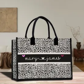 Custom Name Cotton Canvas Tote Bag Personalized Chic Pattern Tote Christmas Gift Bridesmaid Bag Premium Custom Tote Bag (PNTB1004)