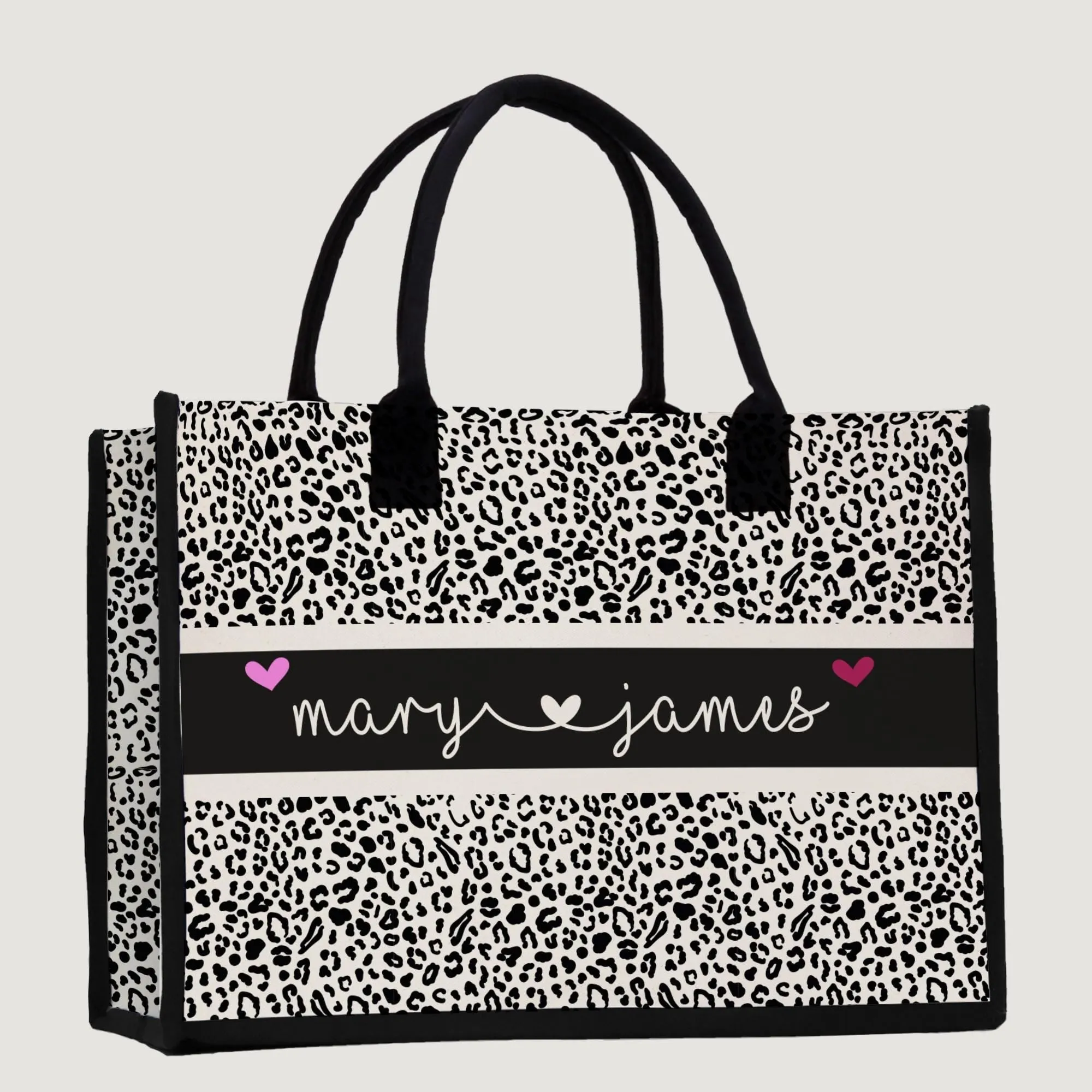 Custom Name Cotton Canvas Tote Bag Personalized Chic Pattern Tote Christmas Gift Bridesmaid Bag Premium Custom Tote Bag (PNTB1004)