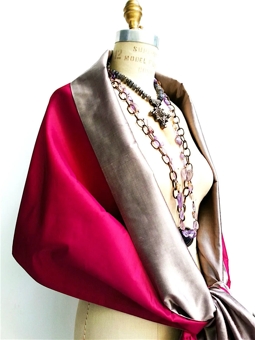 Double Sided Evening Shawl Garnet Combinations