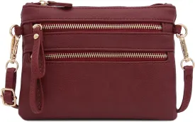 FashionPuzzle Multi Zipper Pocket Small Wristlet Crossbody Bag