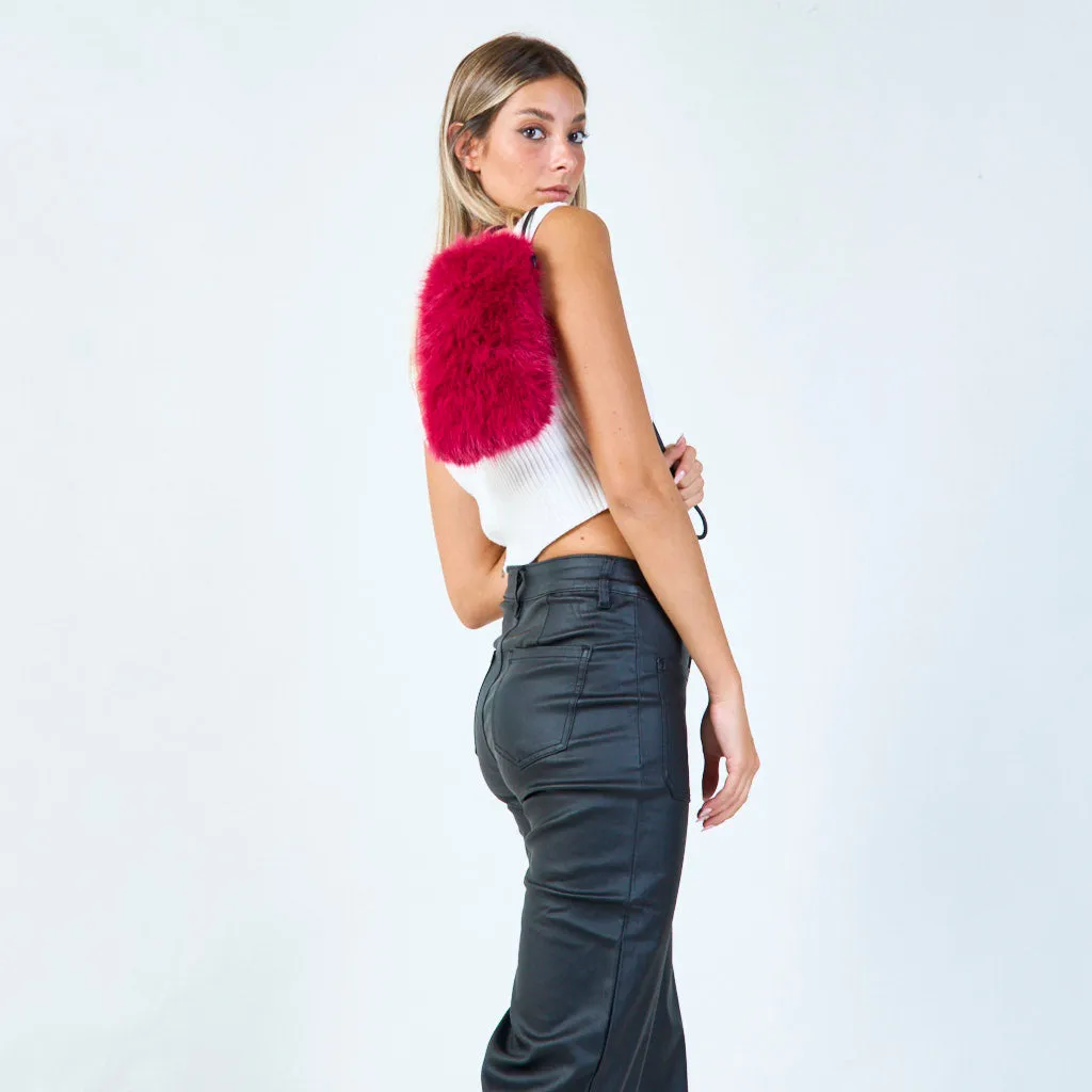 Faux fur pouch with zipper closure wholesale