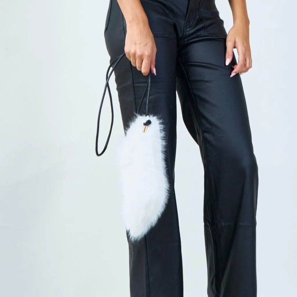 Faux fur pouch with zipper closure wholesale
