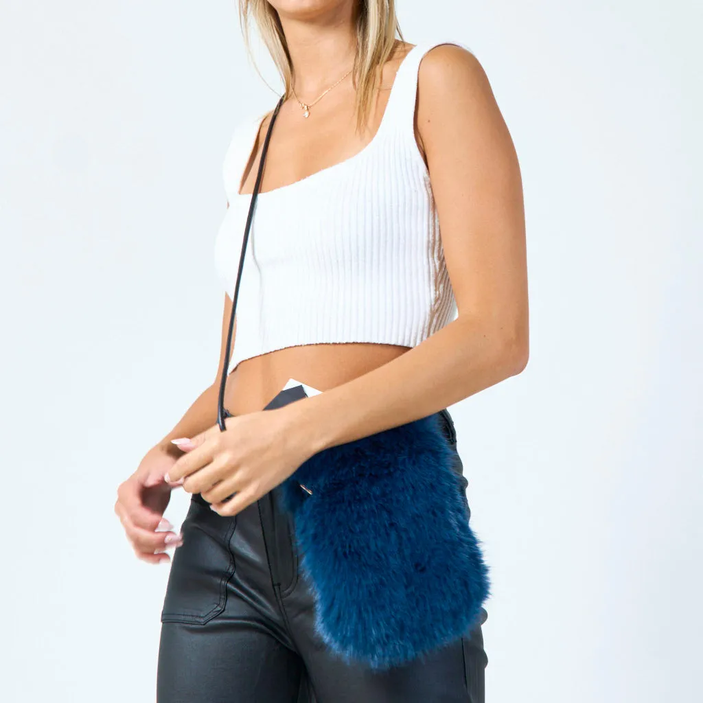 Faux fur pouch with zipper closure wholesale