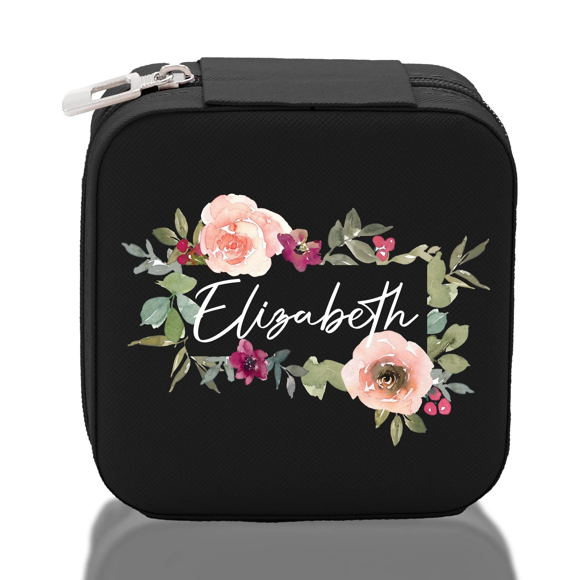Floral Frame Custom Name Cotton Canvas Tote Bag Personalized Bridesmaid Gift Bag Wedding Birthday Gift Custom Name Tote Maid of Honor Gift