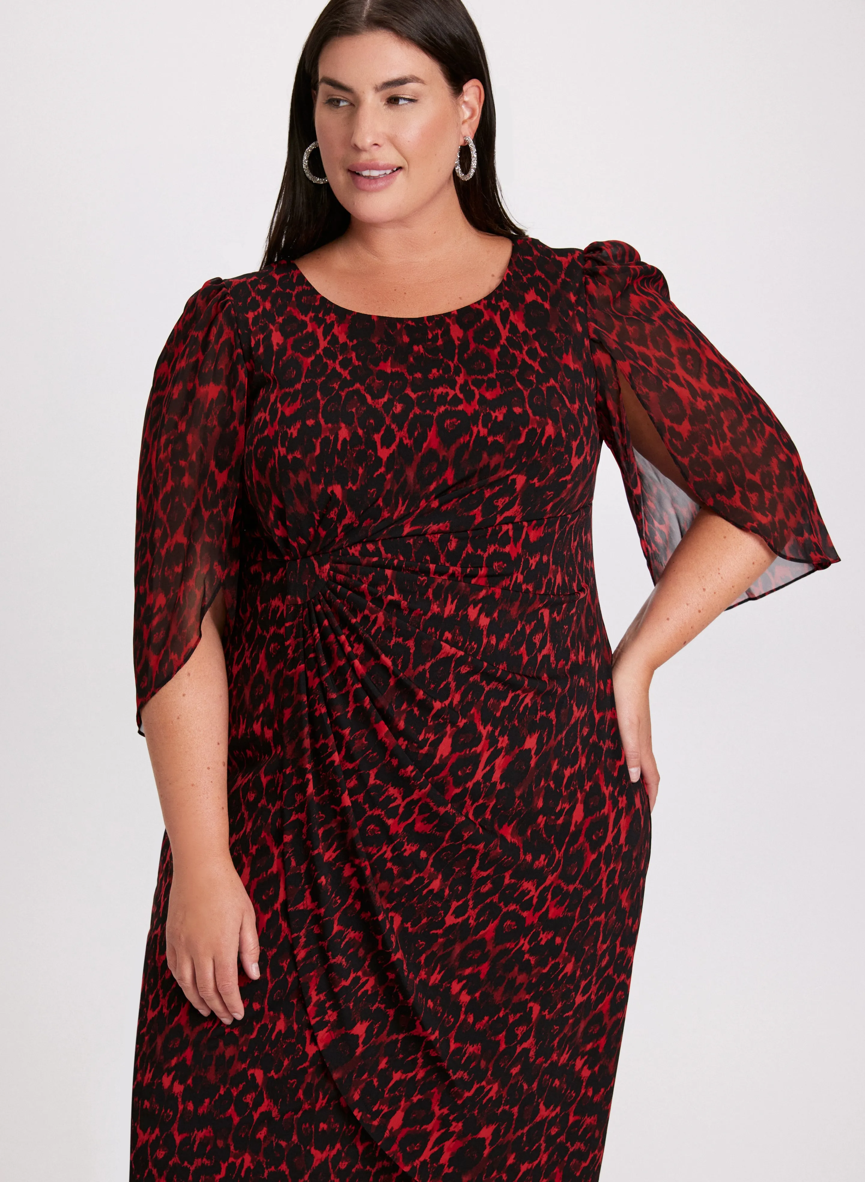 Flounced Animal Print Dress