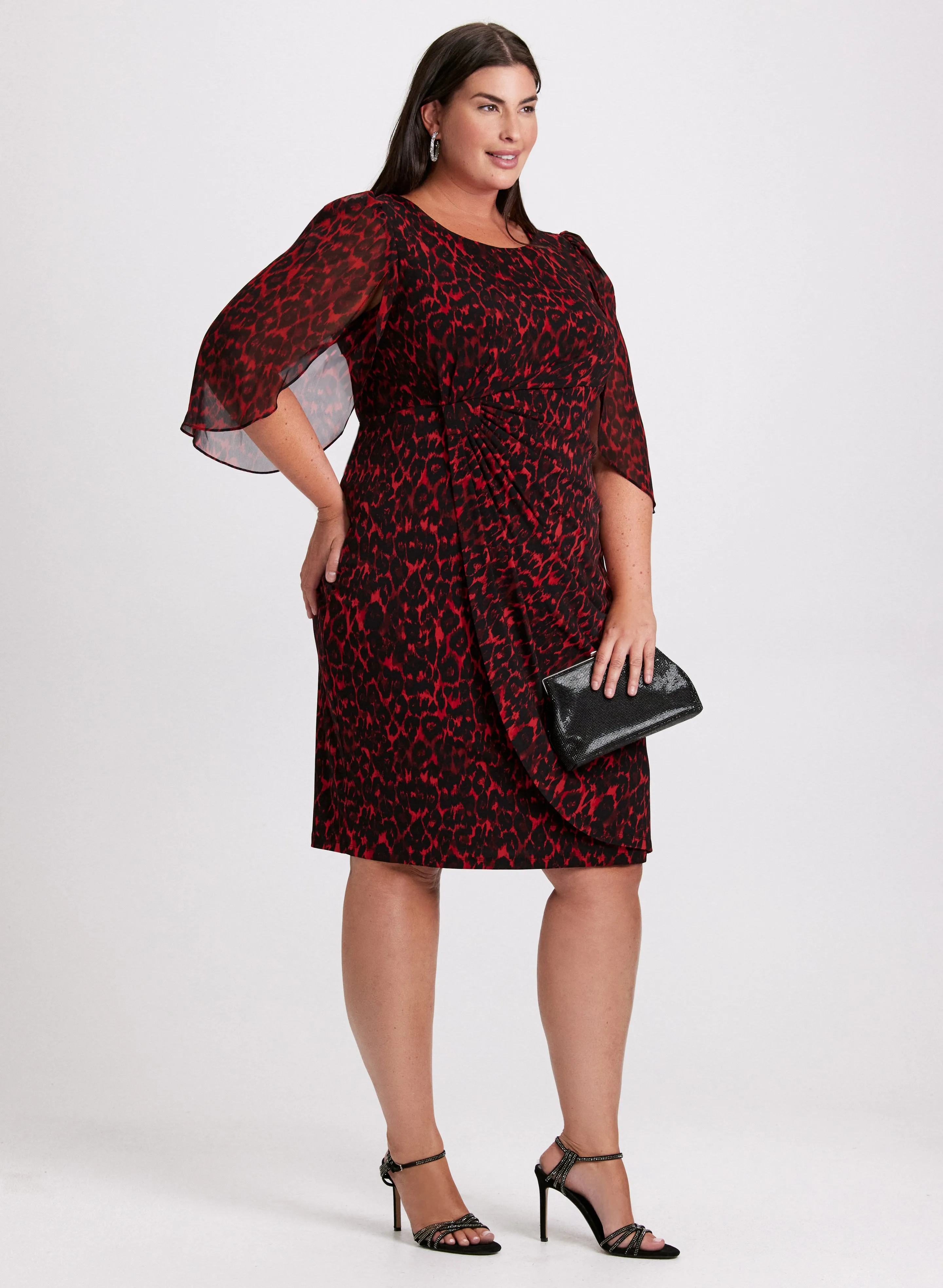 Flounced Animal Print Dress