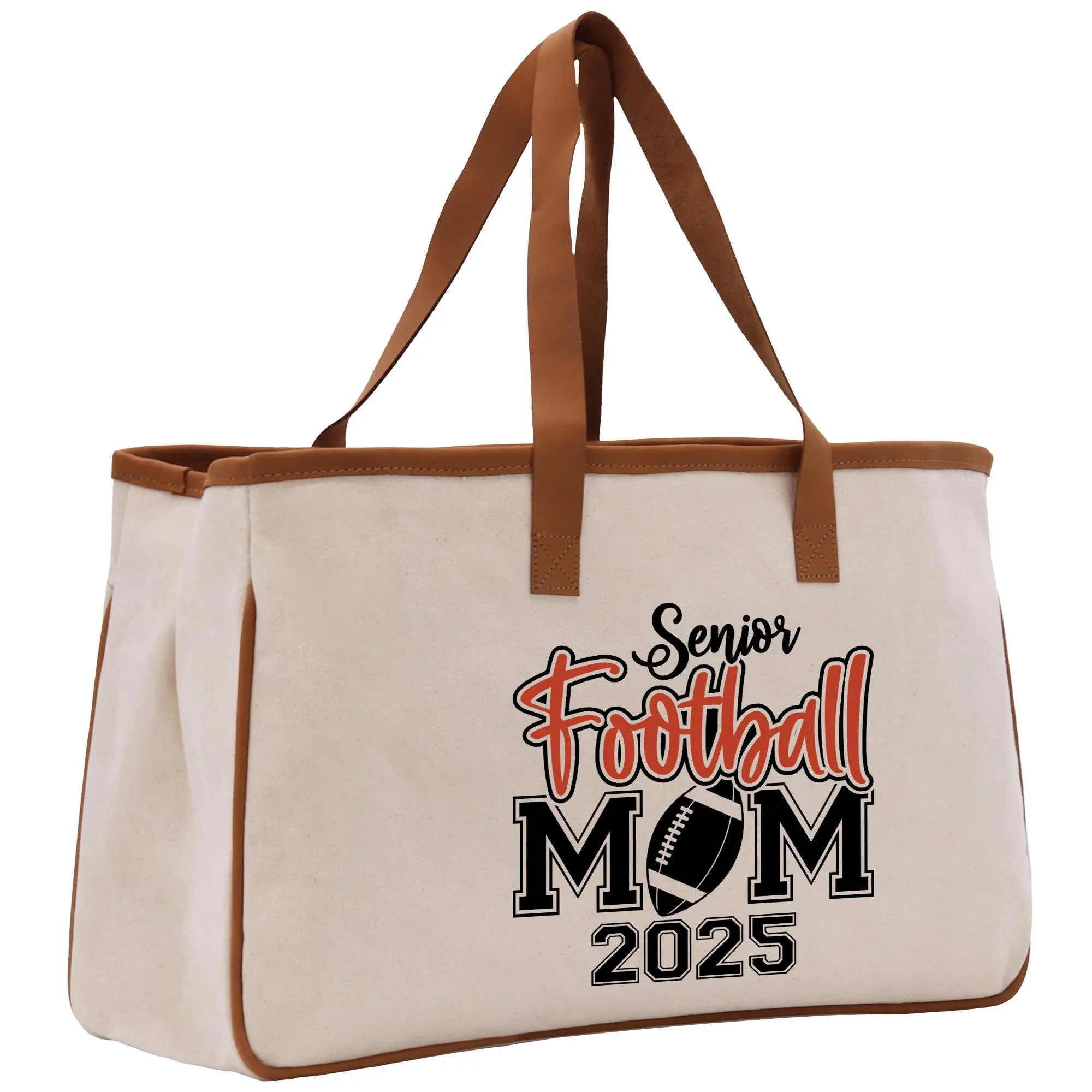 Football Mom Sports Cotton Canvas Tote Bag Gift for Football Mother Football Lover Mom Gift (FMTB1010)