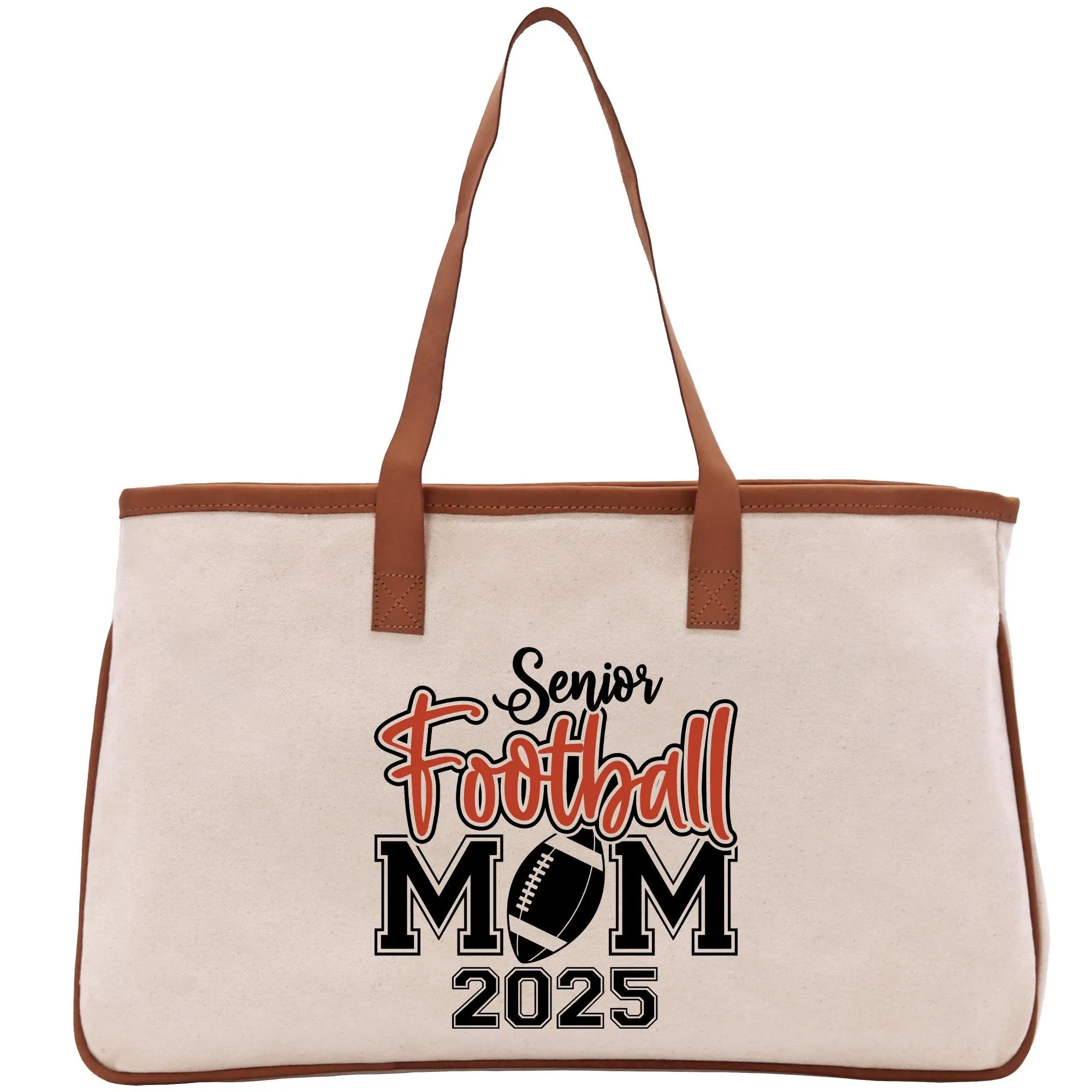 Football Mom Sports Cotton Canvas Tote Bag Gift for Football Mother Football Lover Mom Gift (FMTB1010)