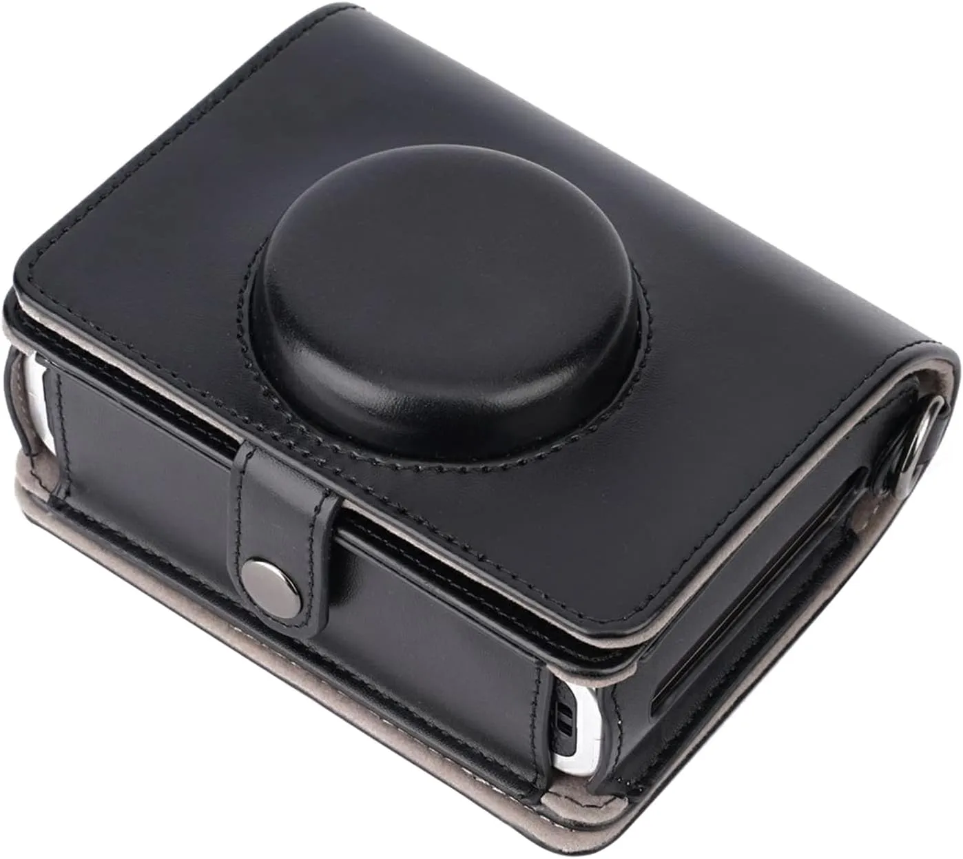 Frankmate Protective Case Compatible with Fujifilm Instax Mini EVO Hybrid Instant Camera PU Leather Camera Bag with Removable Shoulder Strap (Black-1)