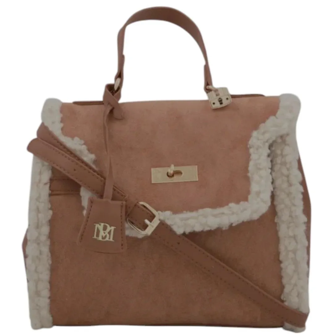 Fur Border Satchel Brown