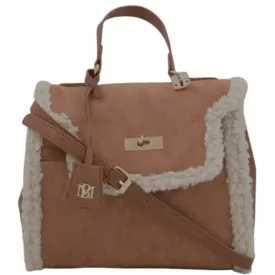 Fur Border Satchel Brown
