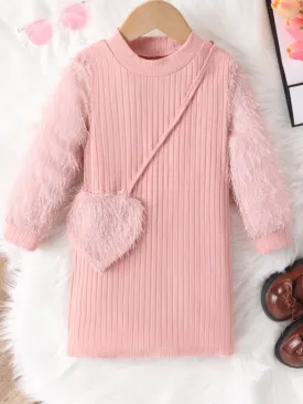 Fur-ocious Fashionista Fur Sleeve Sweater Dress