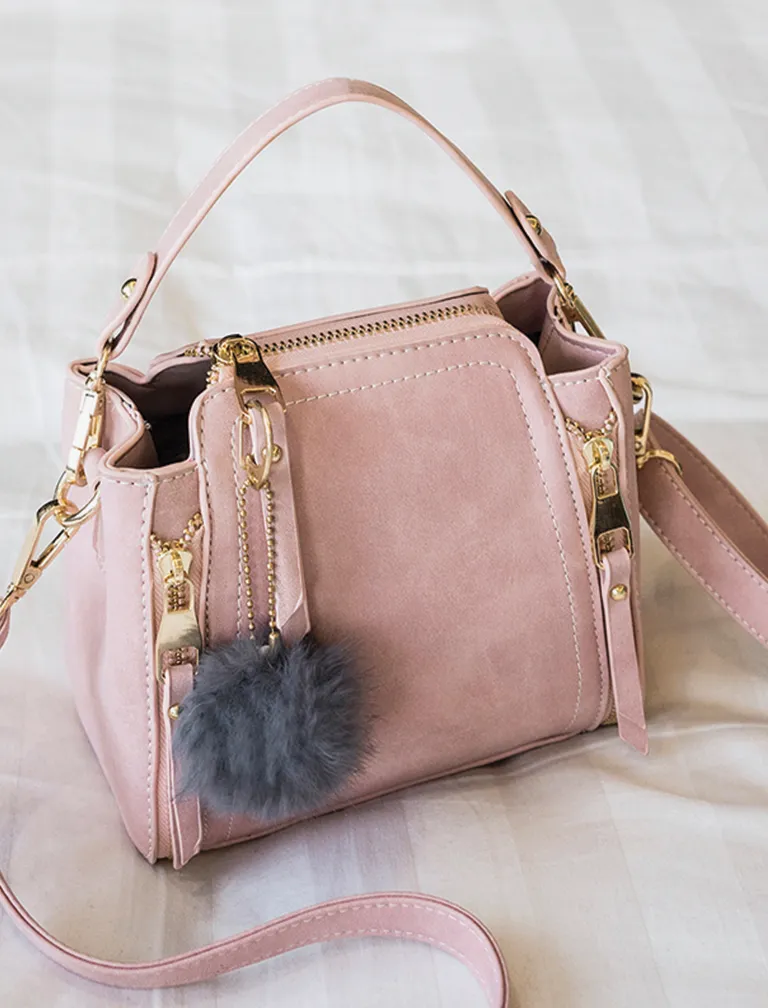 Furball Faux Suede Shoulder Bag