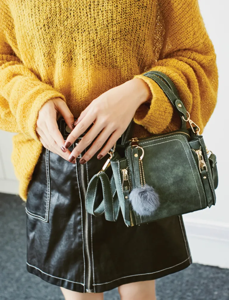 Furball Faux Suede Shoulder Bag