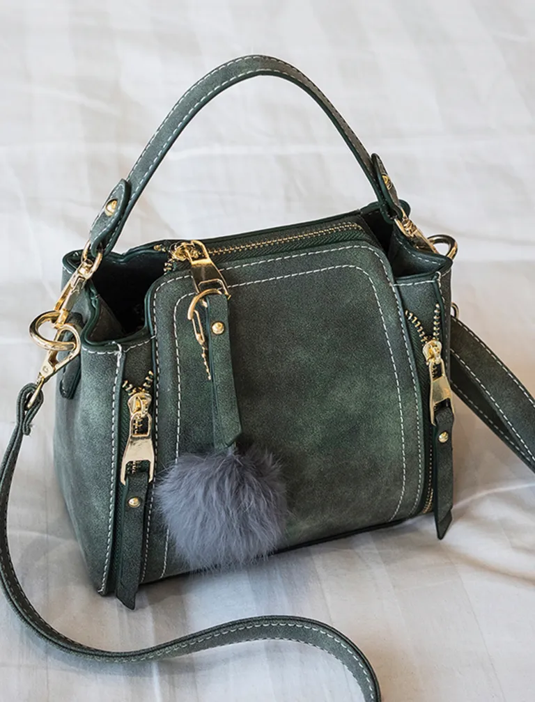 Furball Faux Suede Shoulder Bag