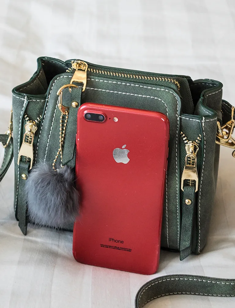 Furball Faux Suede Shoulder Bag