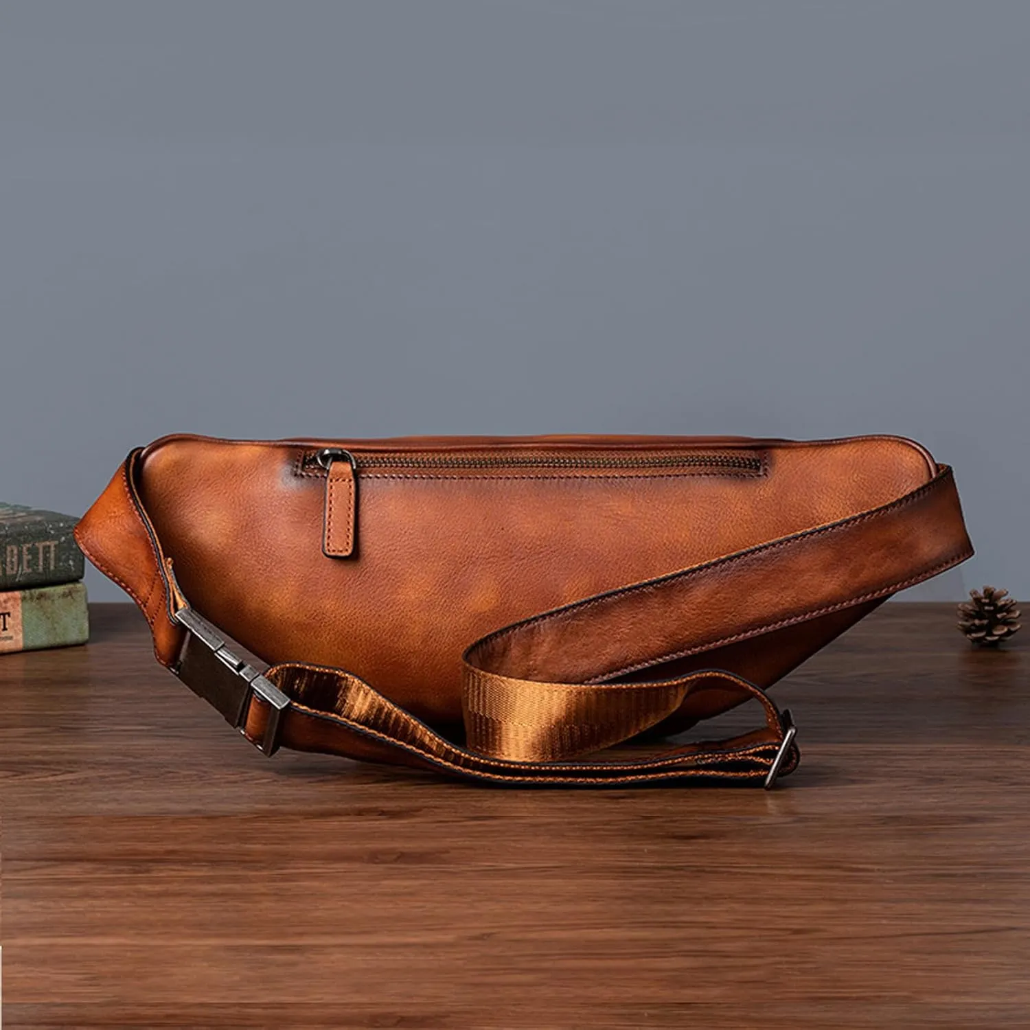 Genuine Leather Fanny Pack Waist Bag for Men Women Hip Bum Bag Travel Pouch Sling Bag Crossbody Chest Bags Shoulder Daypack Multiple Pockets Waist Pack Brown
