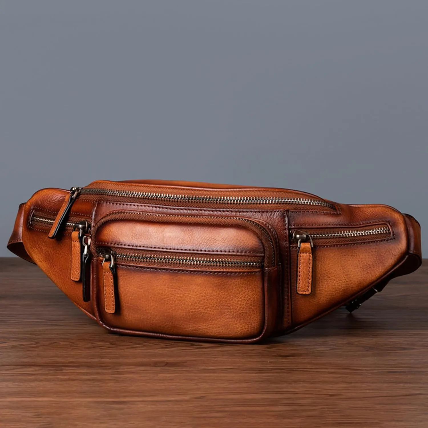 Genuine Leather Fanny Pack Waist Bag for Men Women Hip Bum Bag Travel Pouch Sling Bag Crossbody Chest Bags Shoulder Daypack Multiple Pockets Waist Pack Brown