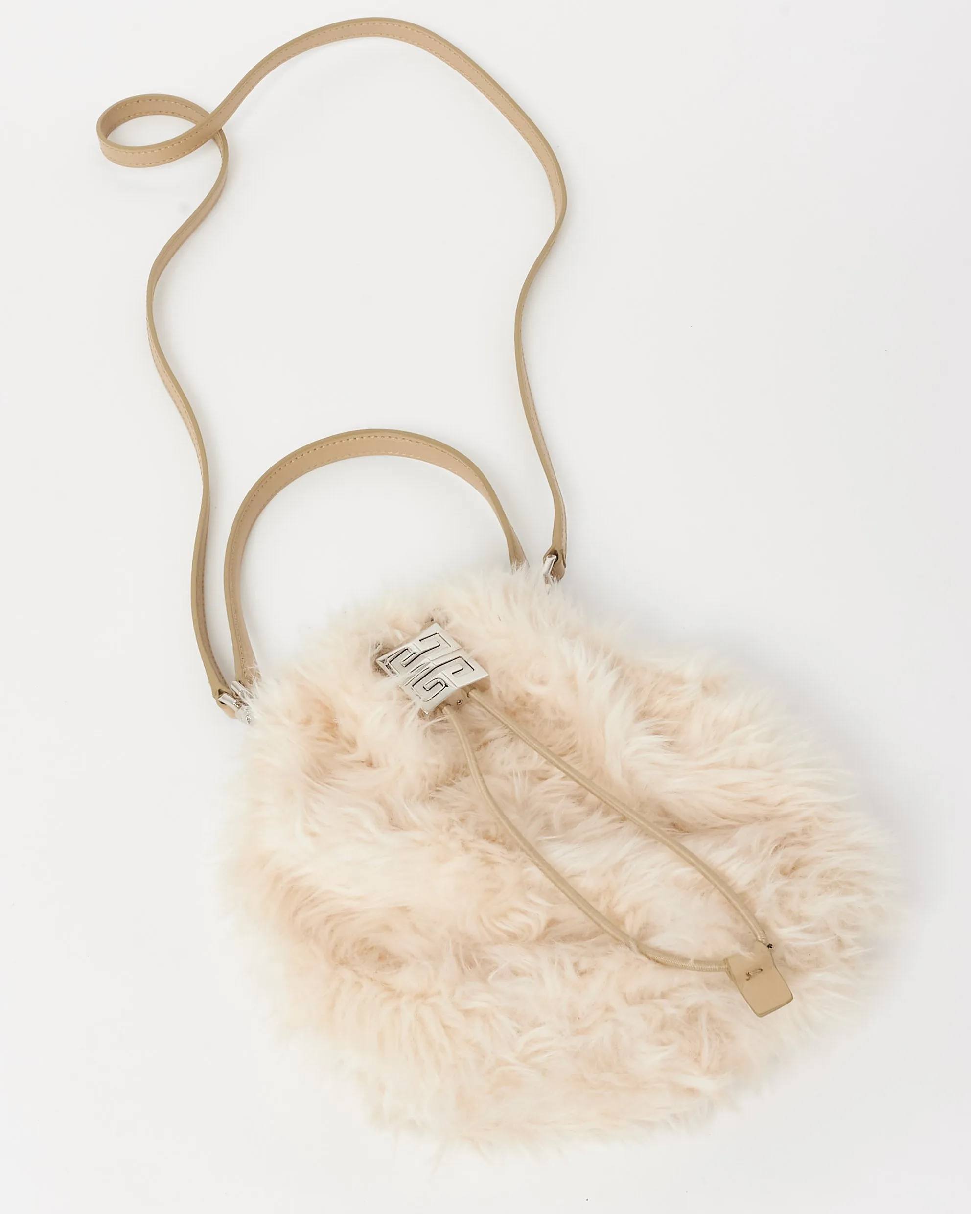 Givenchy Cream 4G Light Faux Fur Bucket Bag