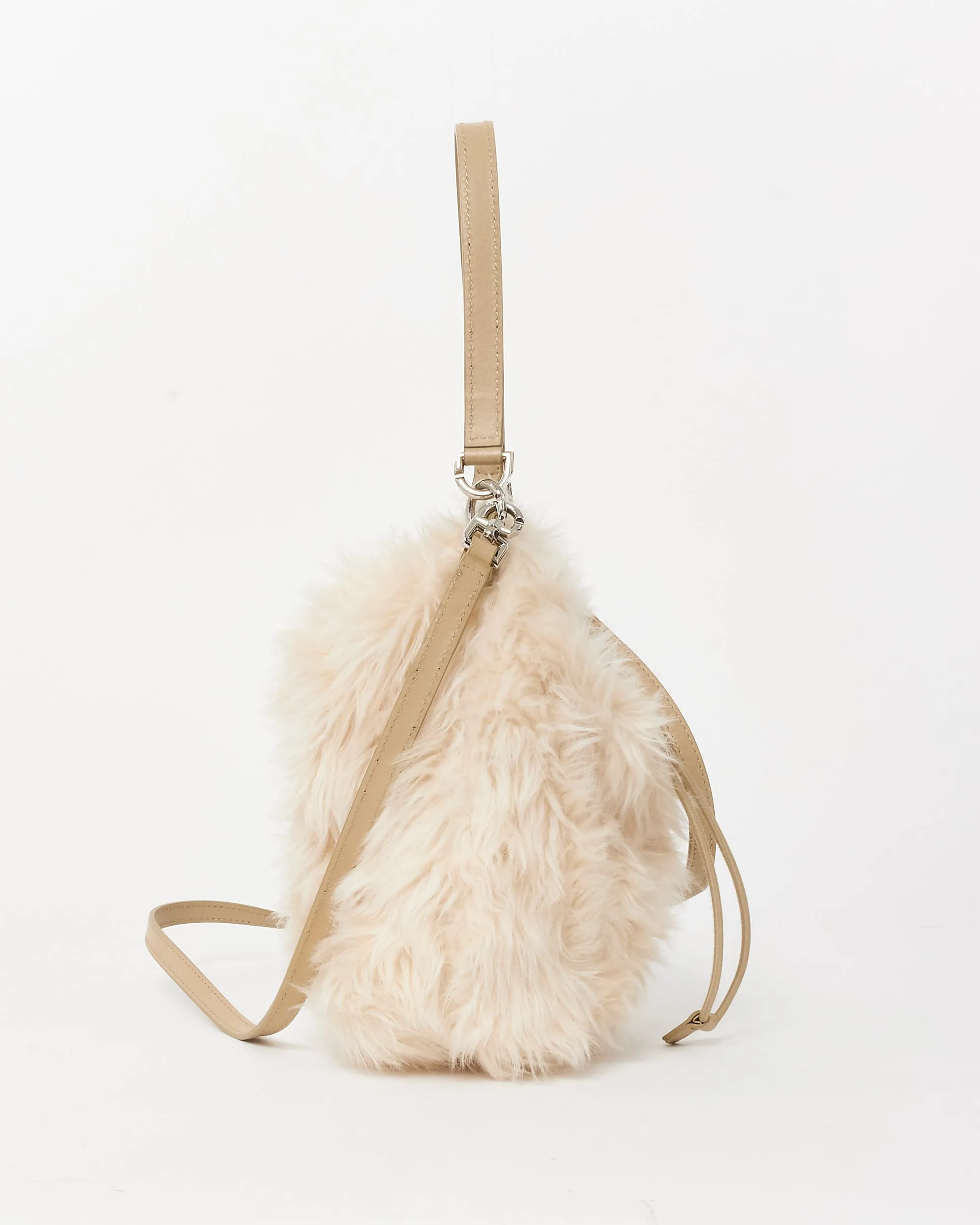 Givenchy Cream 4G Light Faux Fur Bucket Bag