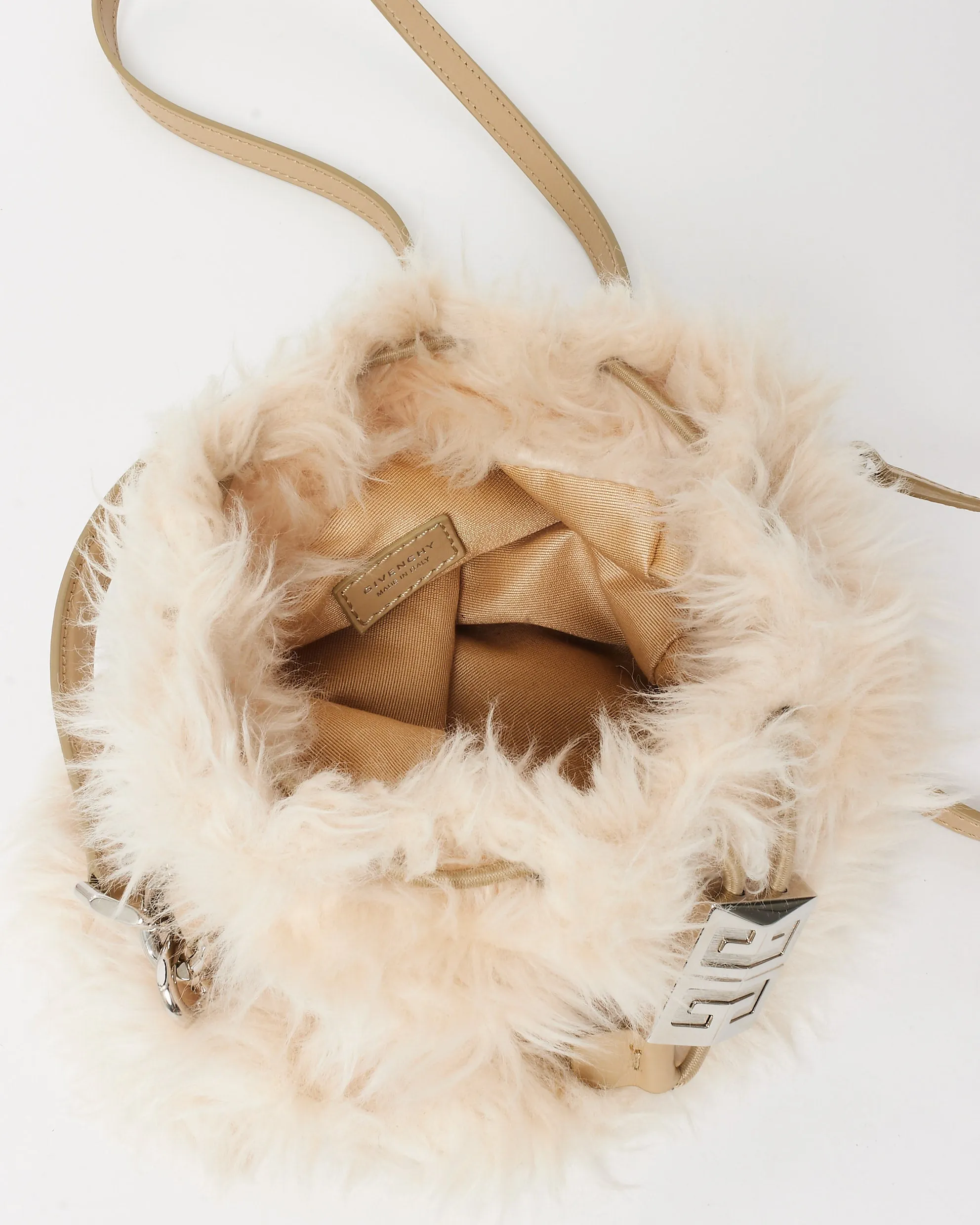 Givenchy Cream 4G Light Faux Fur Bucket Bag