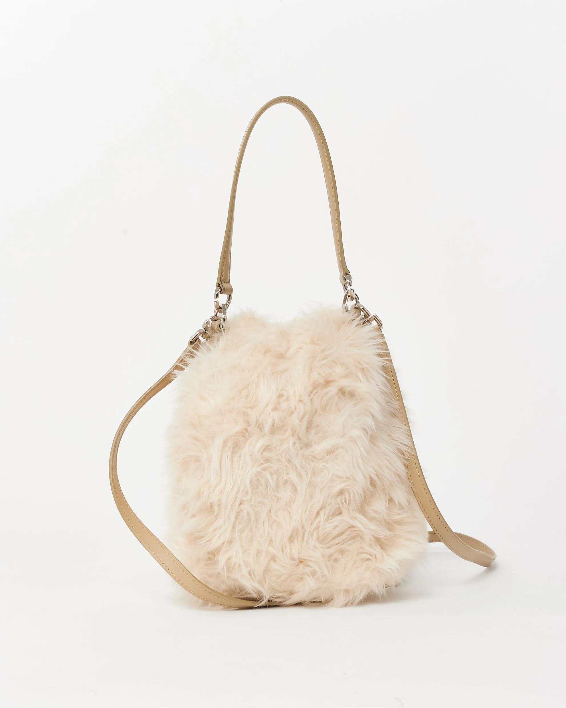 Givenchy Cream 4G Light Faux Fur Bucket Bag