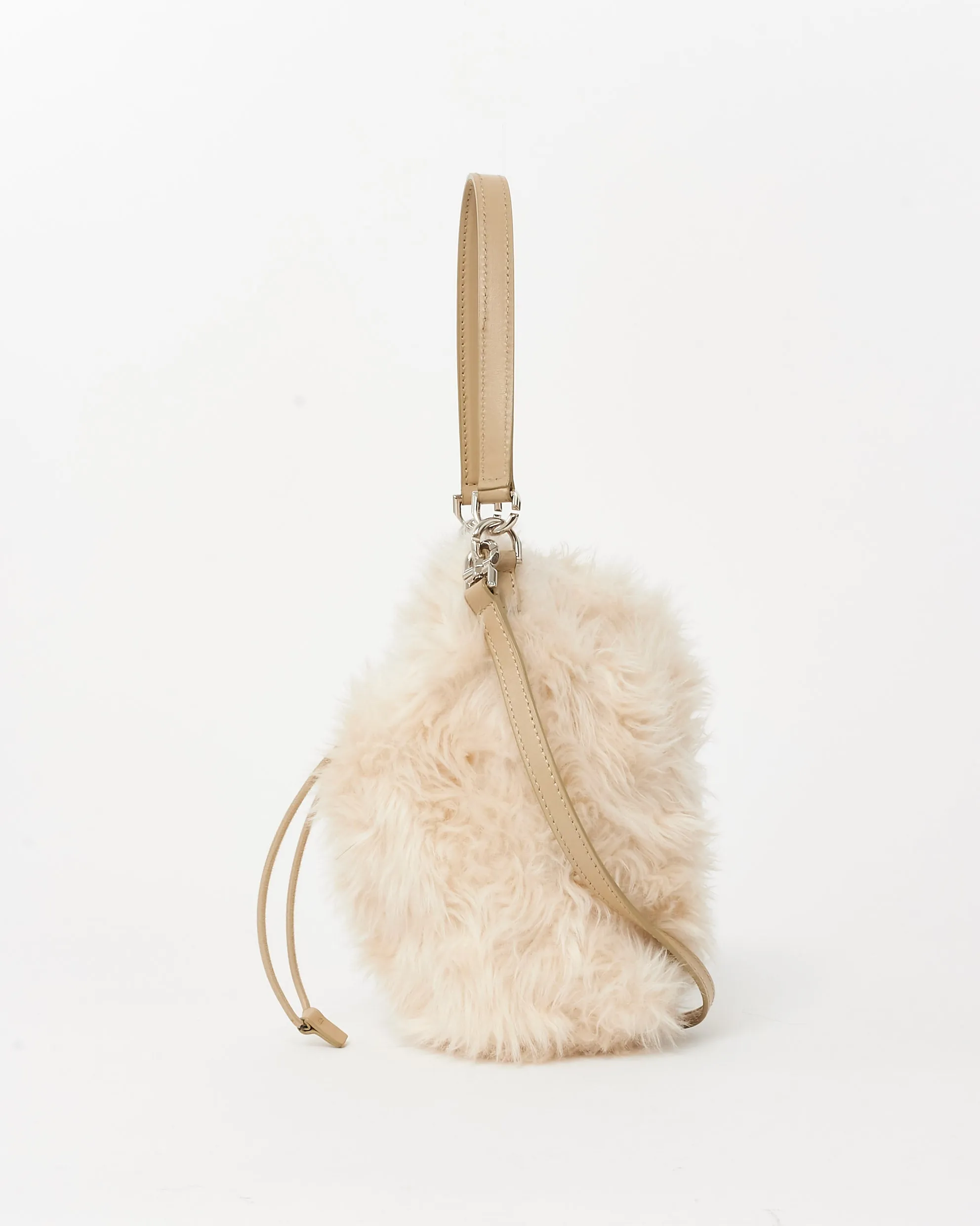 Givenchy Cream 4G Light Faux Fur Bucket Bag