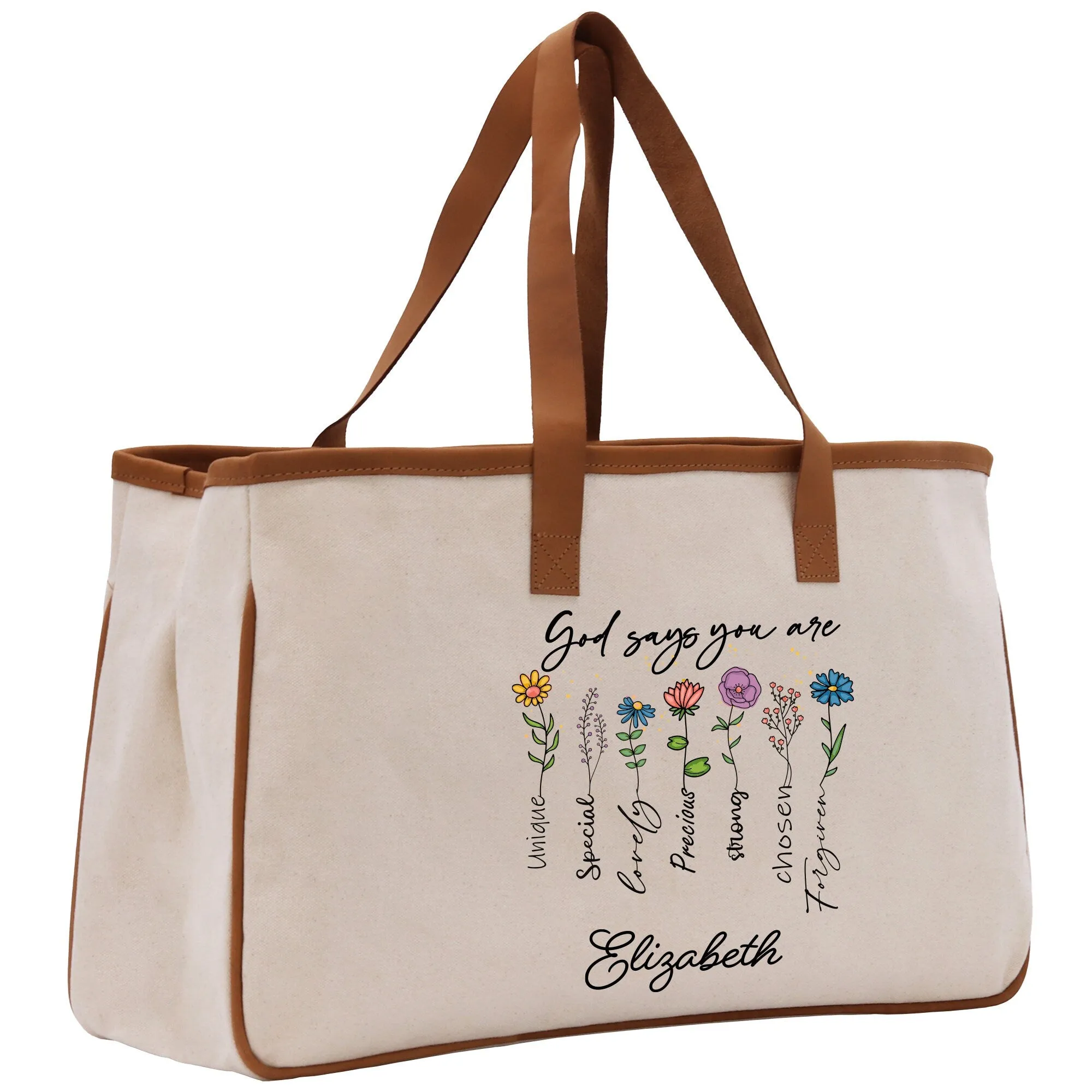God Say You Are Unique Special Lovely Personalized Name Religious Cotton Canvas Tote Bag For Women Custom Religious Gifts Church Tote Bag