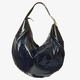 Gucci Horsebit Embossed Calfskin Leather Shoulder Bag With Dust Bag