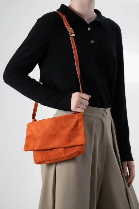 Harpers Emporium Italian Leather Double Zip Bag Terracotta  Suede