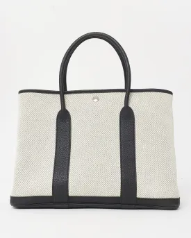Hermès Cream Canvas & Black Leather Garden Party 36 Tote Bag