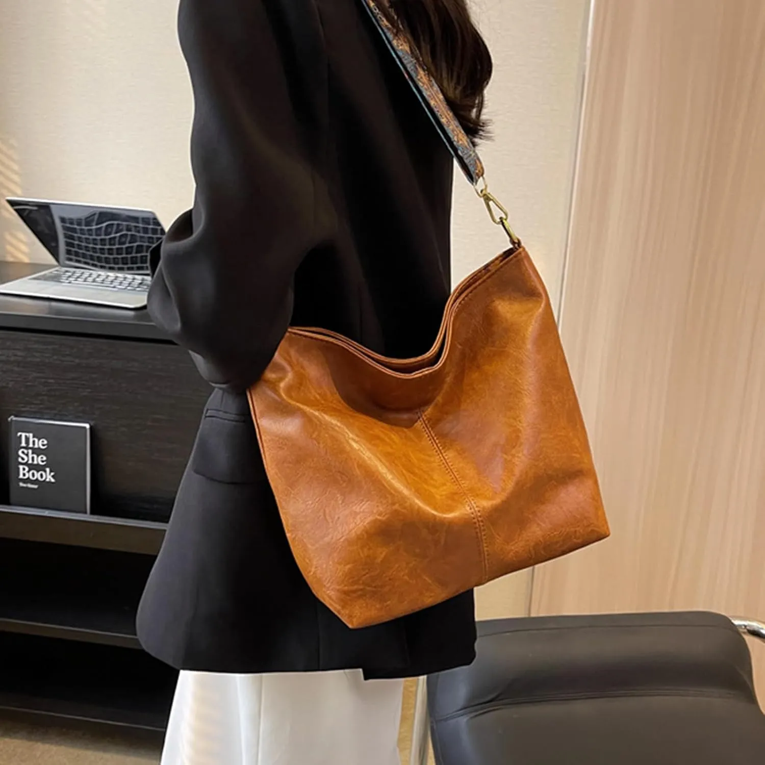 Hobo Bags for Women Crossbody Bag Guitar Strap Purse Vegan Leather Shoulder Handbags Boho Purses Tote Bucket Bag