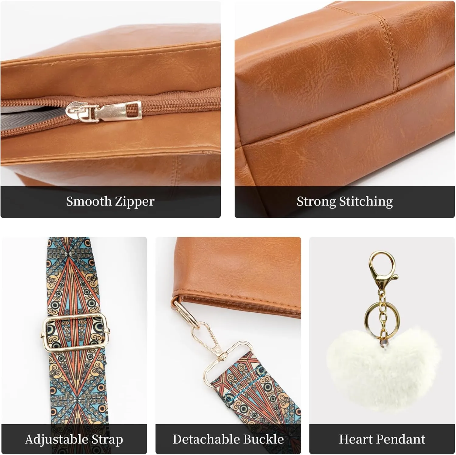 Hobo Bags for Women Crossbody Bag Guitar Strap Purse Vegan Leather Shoulder Handbags Boho Purses Tote Bucket Bag