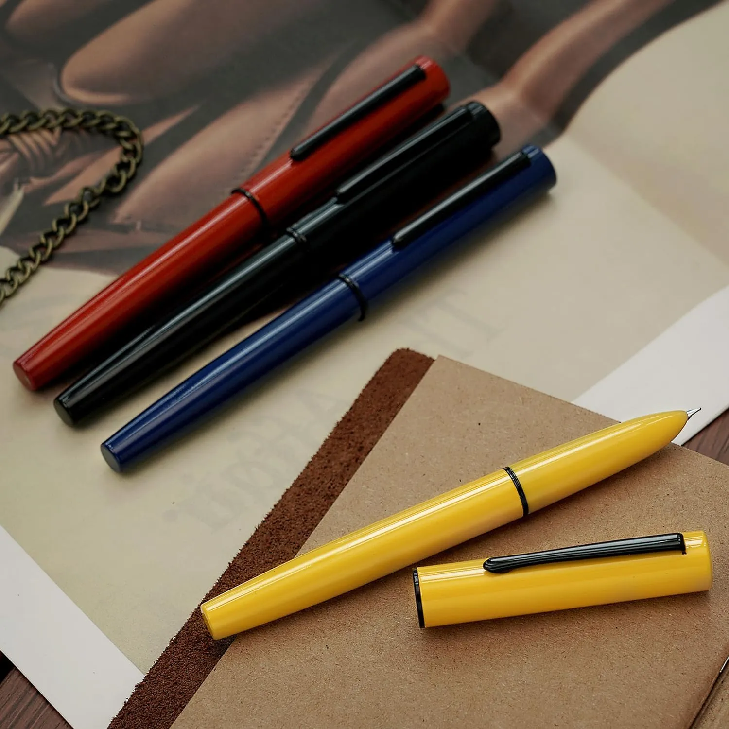 Hongdian C1 Fountain Pen Extra Fine Nib, Dark Green & Classic Retro Design Metal Pen with Ink Converter