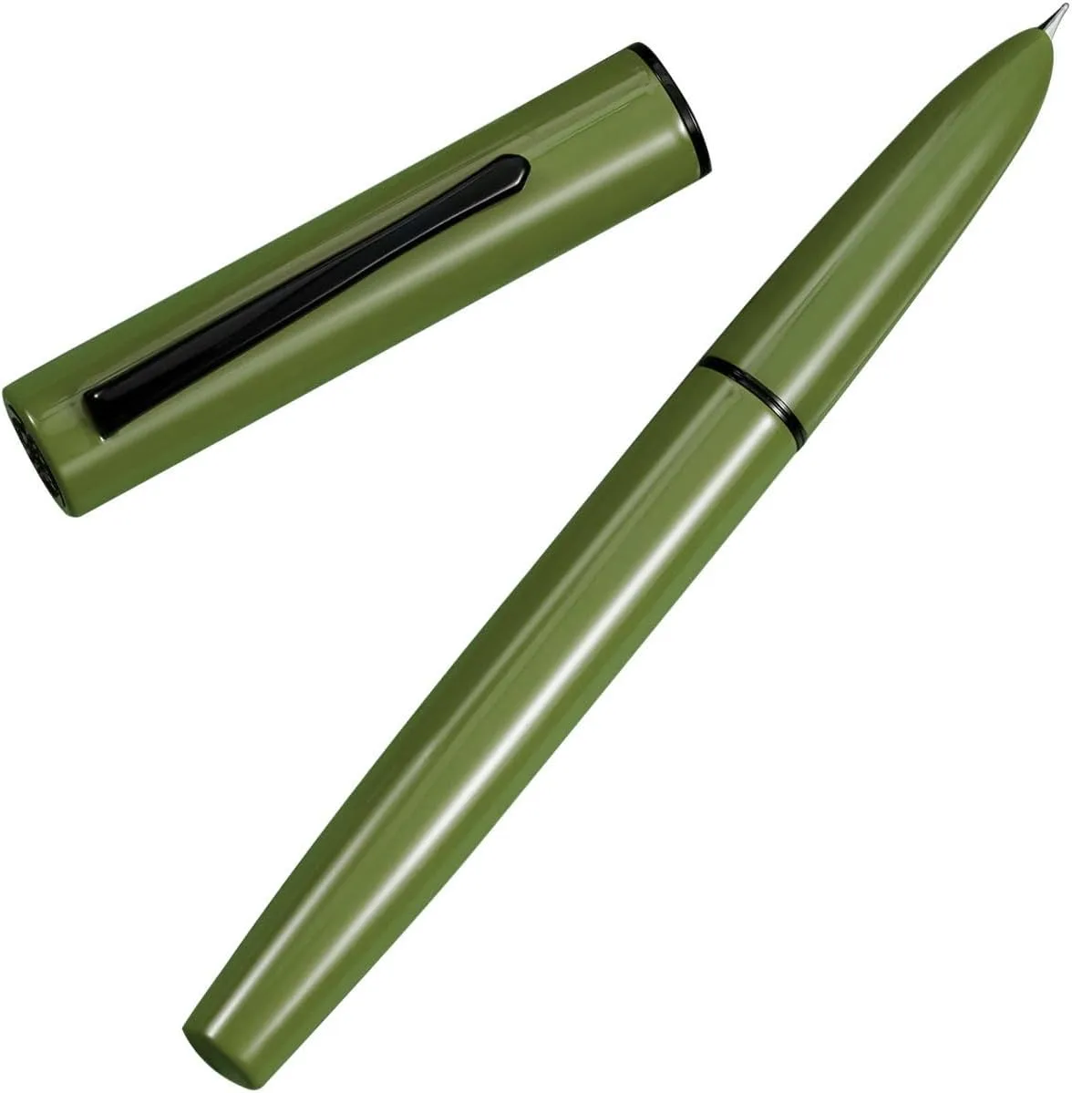 Hongdian C1 Fountain Pen Extra Fine Nib, Dark Green & Classic Retro Design Metal Pen with Ink Converter
