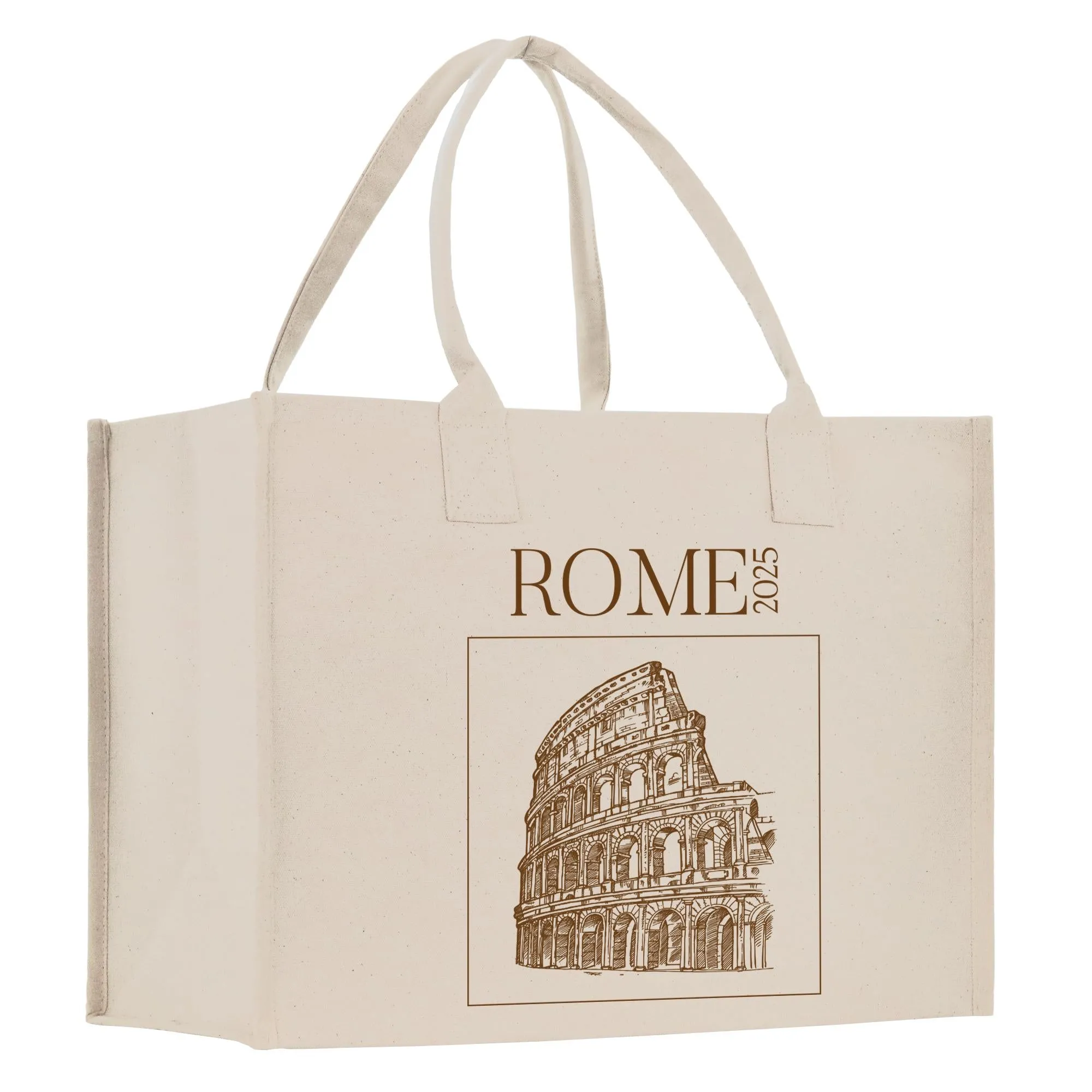 Italy Cotton Canvas Travel Tote Bag Rome Landmarks Tote Rome Traveler Tote Bag Amalfi Coast Italy Souvenir Gift Italy Lover Gift (TRVT1002)