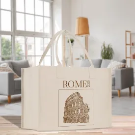 Italy Cotton Canvas Travel Tote Bag Rome Landmarks Tote Rome Traveler Tote Bag Amalfi Coast Italy Souvenir Gift Italy Lover Gift (TRVT1002)