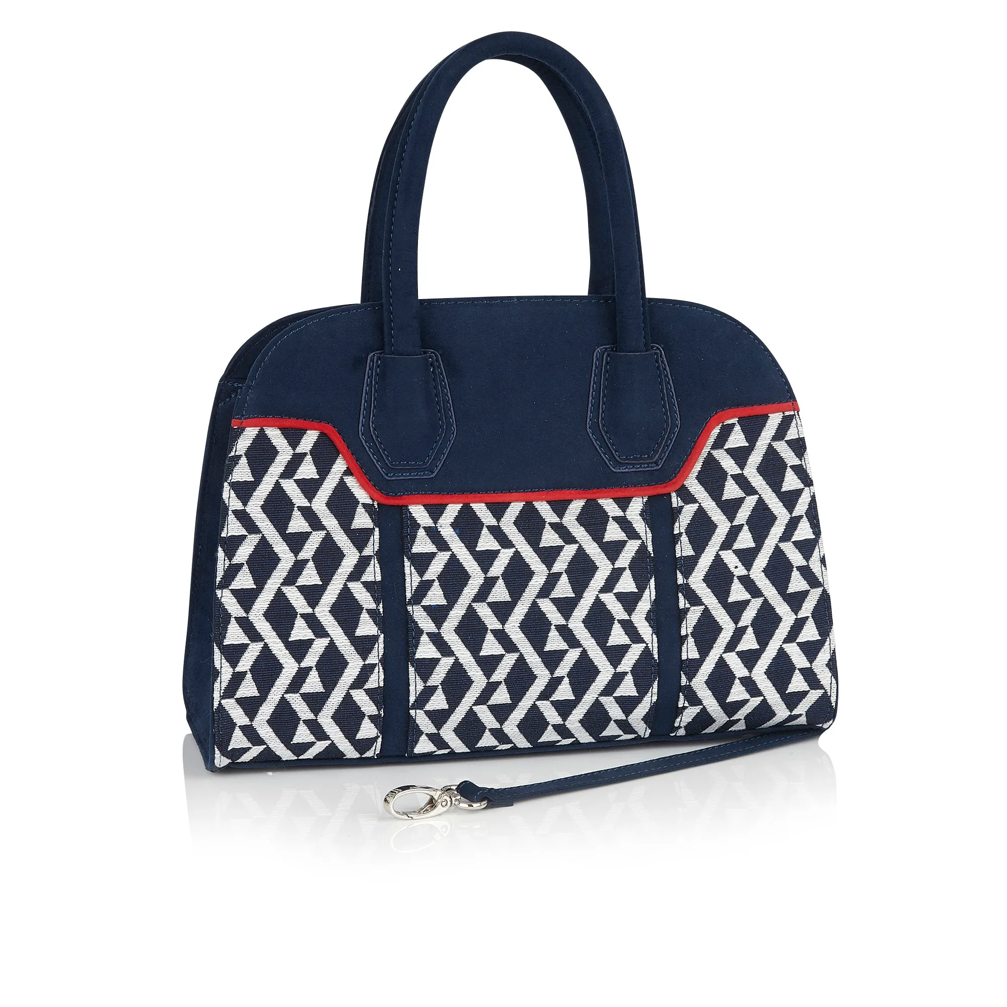 Jeraldine Navy blue White Mary Jane Heels & Matching Cancun large Bag by Ruby Shoo